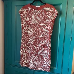 Zara rust slip dress w floral design